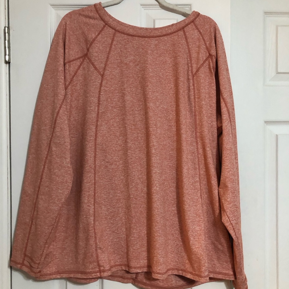 Zuda Z ultra soft‎ long sleeve stretch plus size 3X burnt Orange white athletic
